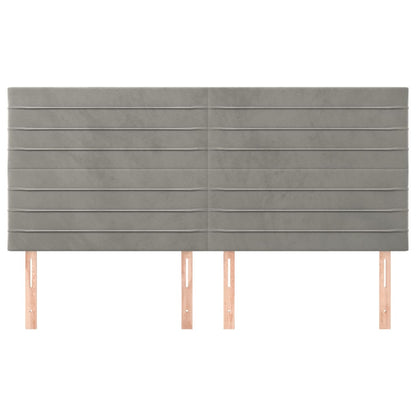 Hoofdborden 4 St 100 X 5 X 78/88 Cm Fluweel Lichtgrijs