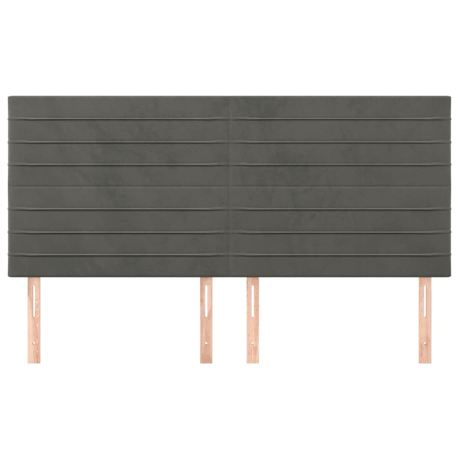 Hoofdborden 4 St 100X5X78/88 Cm Fluweel Donkergrijs