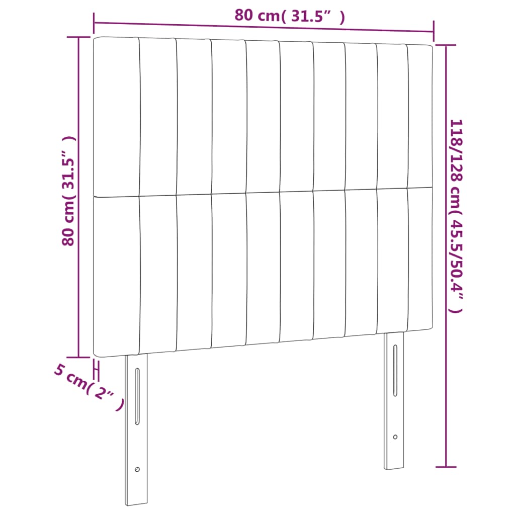 Hoofdborden 2 st 80x5x78/88 cm stof zwart 1 80 cm Zwart
