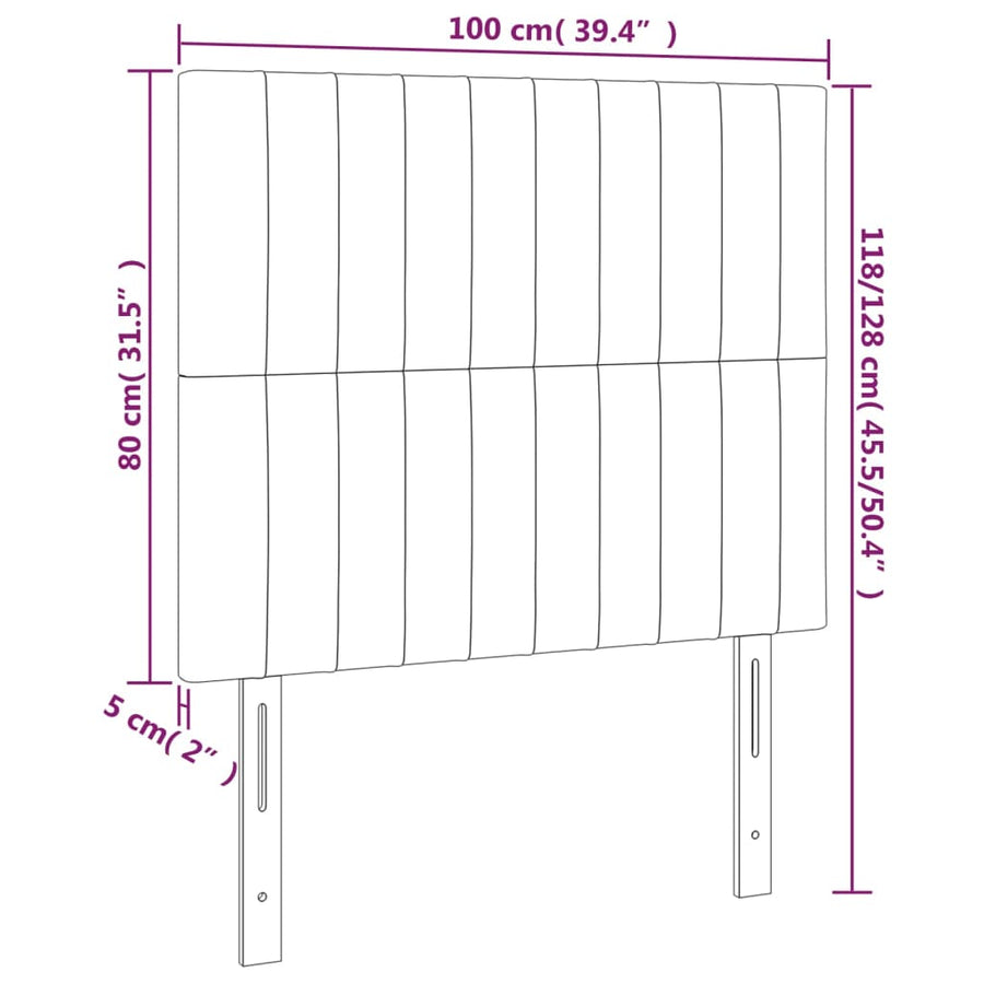 Hoofdborden 2 St 00 X 5 X 78/88 Cm Stof Lichtgrijs 100 cm Hoog
