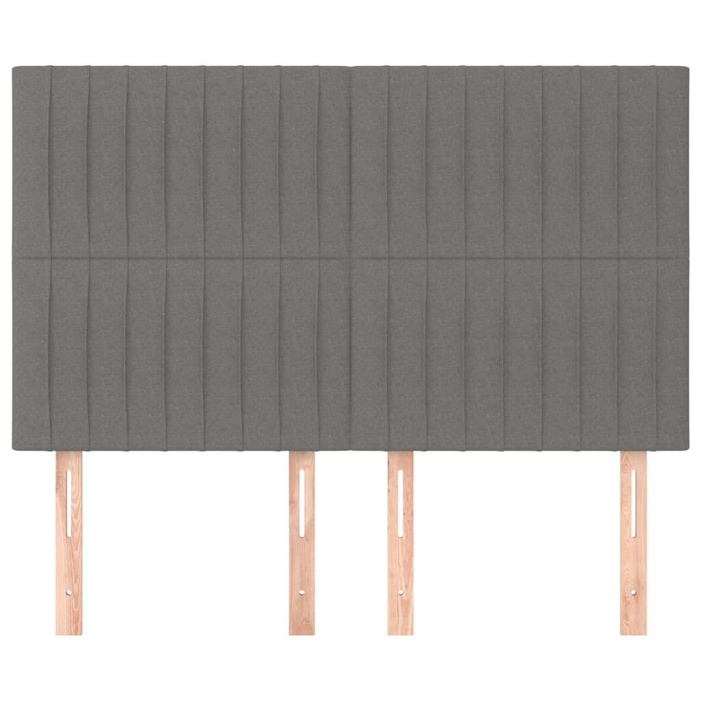 Hoofdborden 4 St 72X5X78/88 Cm Stof Donkergrijs 144 cm Hoog