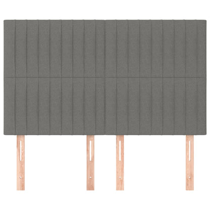 Hoofdborden 4 St 72X5X78/88 Cm Stof Donkergrijs 144 cm Hoog