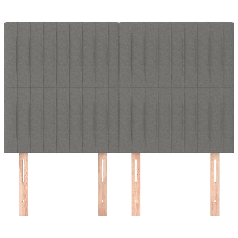 Hoofdborden 4 St 72X5X78/88 Cm Stof Donkergrijs 144 cm Hoog