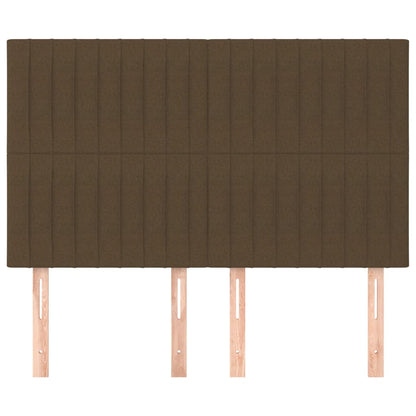 Hoofdborden 4 St 72X5X78/88 Cm Stof Donkerbruin 144 cm Hoog