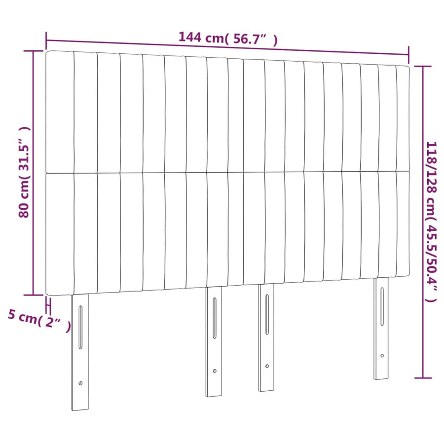 Hoofdborden 4 St 72X5X78/88 Cm Stof Donkerbruin 144 cm Hoog