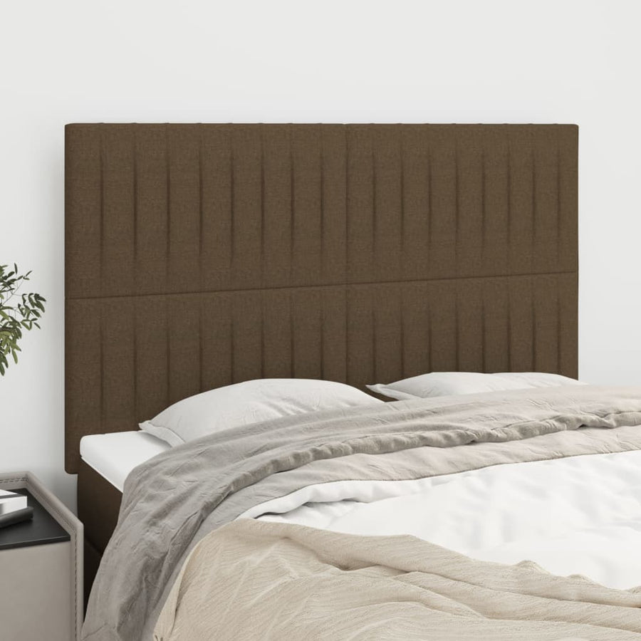 Hoofdborden 4 St 72X5X78/88 Cm Stof Donkerbruin 144 cm Hoog