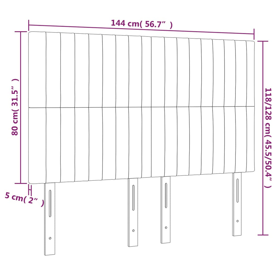 Hoofdborden 4 St 72X5X78/88 Cm Stof Blauw 144 cm Hoog