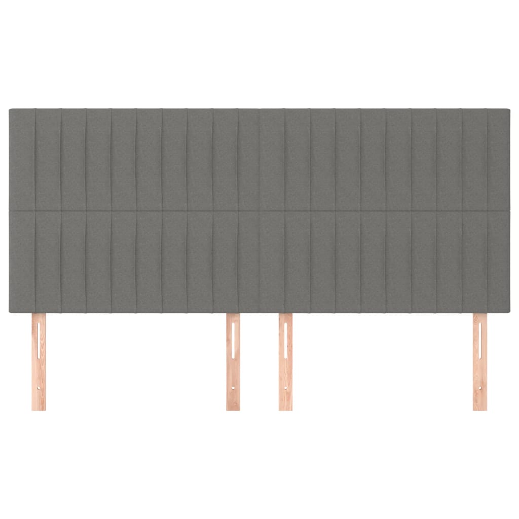 Hoofdborden 4 st 100x5x78/88 cm stof donkergrijs 200 cm Donkergrijs