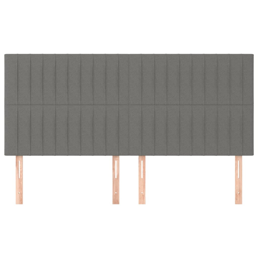 Hoofdborden 4 st 100x5x78/88 cm stof donkergrijs 200 cm Donkergrijs