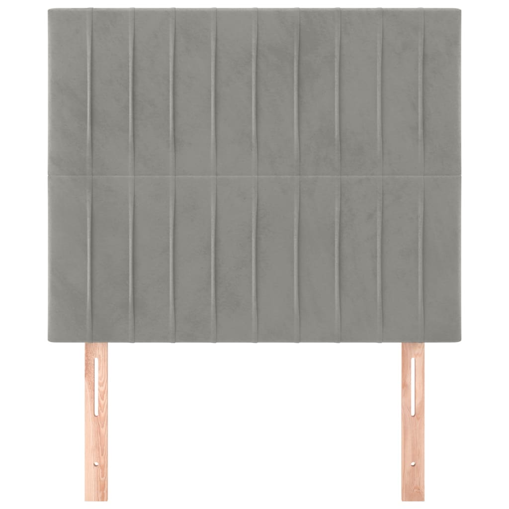 Hoofdborden 2 St 100 X 5 X 78/88 Cm Fluweel Lichtgrijs