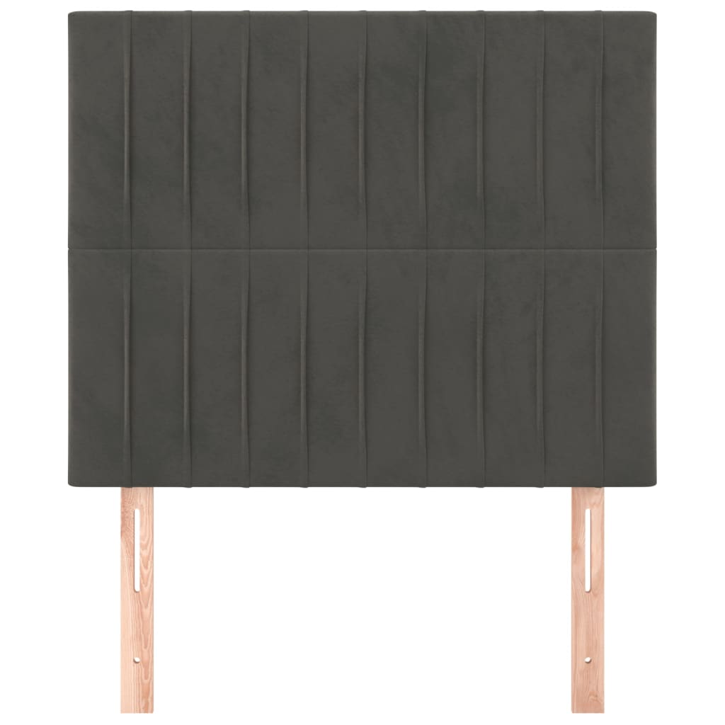 Hoofdborden 2 St 100X5X78/88 Cm Fluweel Donkergrijs