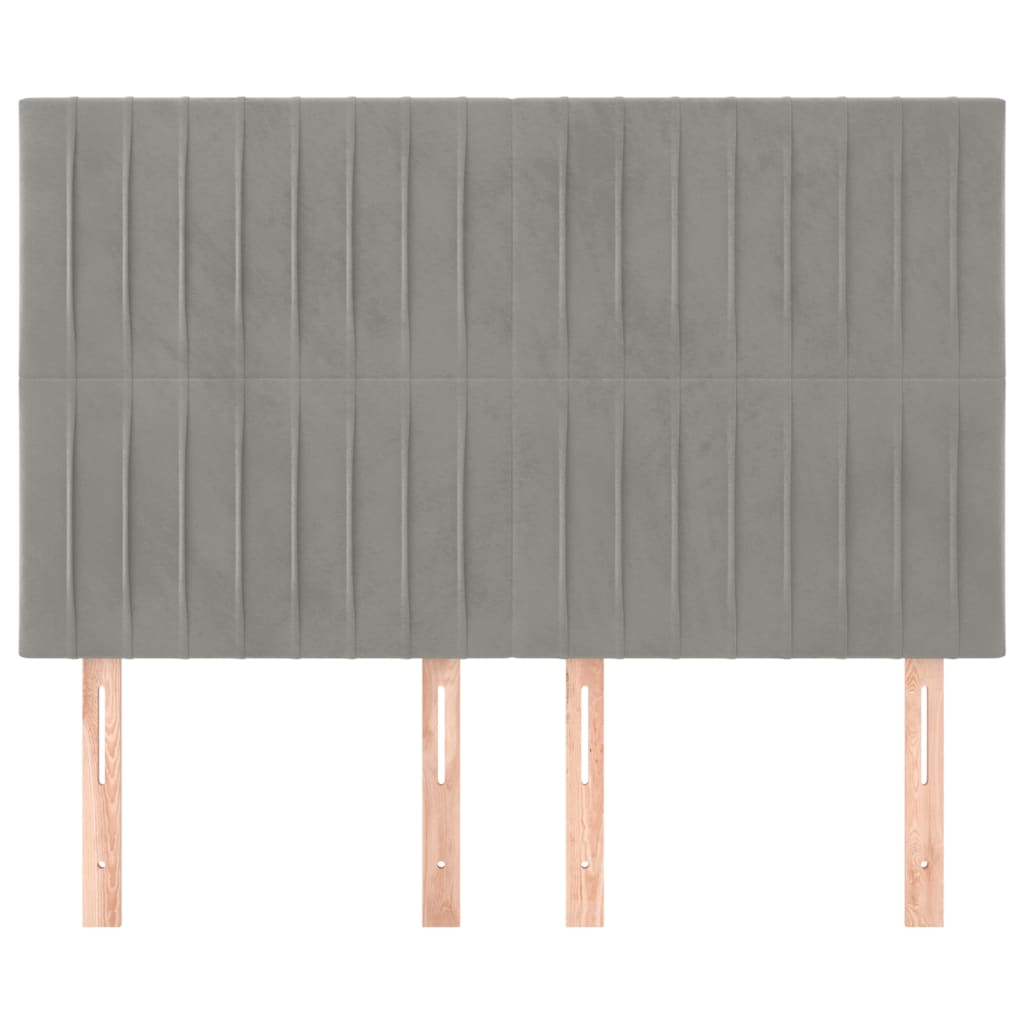Hoofdborden 4 St 72X5X78/88 Cm Fluweel Lichtgrijs