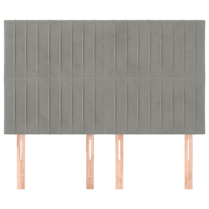 Hoofdborden 4 St 72X5X78/88 Cm Fluweel Lichtgrijs