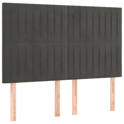 Hoofdborden 4 St 72X5X78/88 Cm Fluweel Donkergrijs