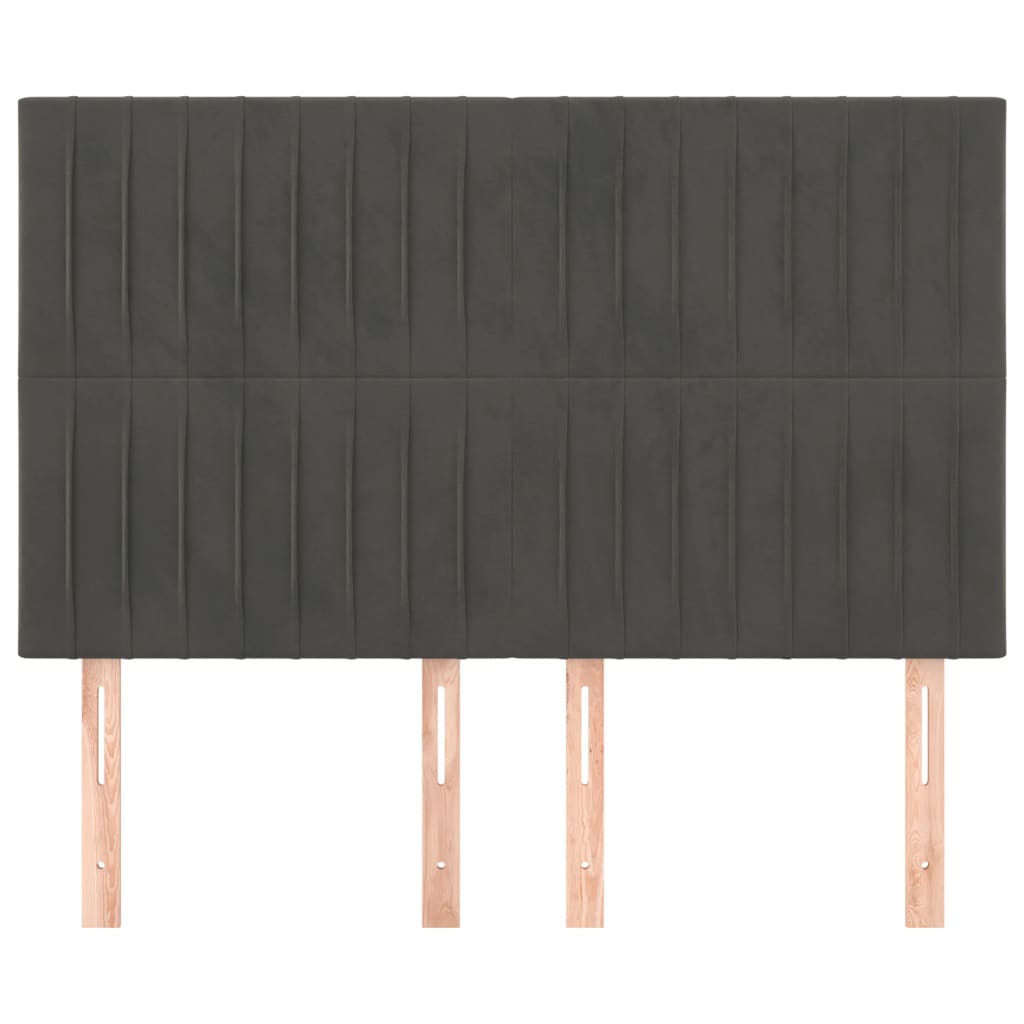 Hoofdborden 4 St 72X5X78/88 Cm Fluweel Donkergrijs