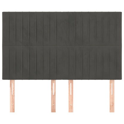 Hoofdborden 4 St 72X5X78/88 Cm Fluweel Donkergrijs