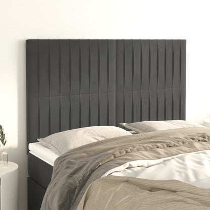 Hoofdborden 4 St 72X5X78/88 Cm Fluweel Donkergrijs