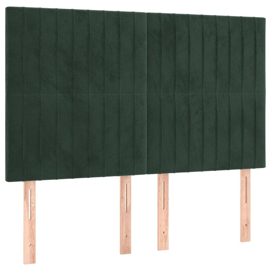 Hoofdborden 4 St 72X5X78/88 Cm Fluweel Donkergroen