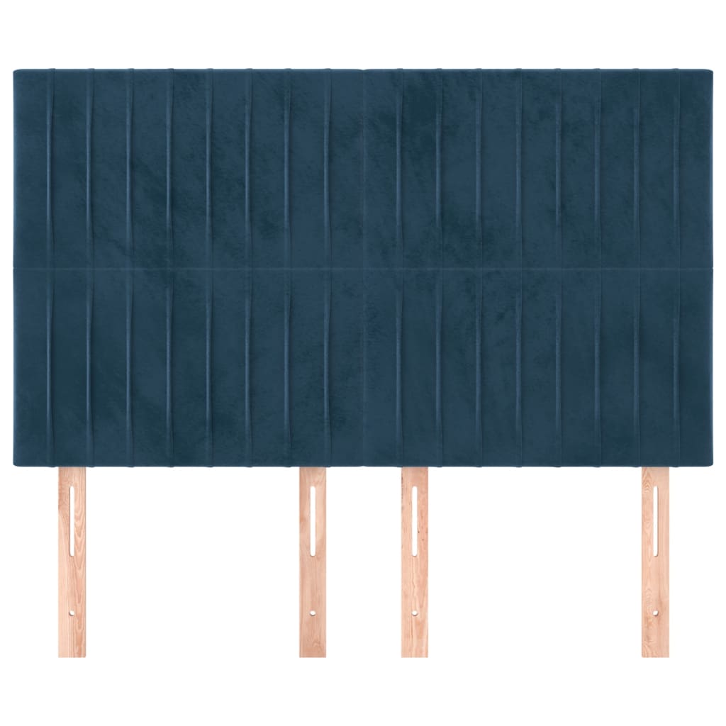 Hoofdborden 4 St 72X5X78/88 Cm Fluweel Donkerblauw 144 cm Hoog