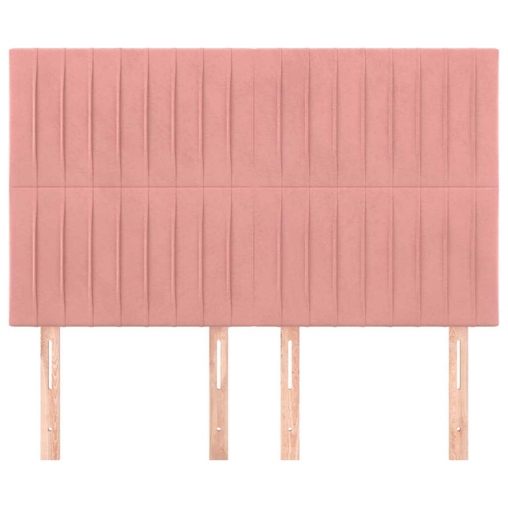 Hoofdborden 4 St 72X5X78/88 Cm Fluweel Roze