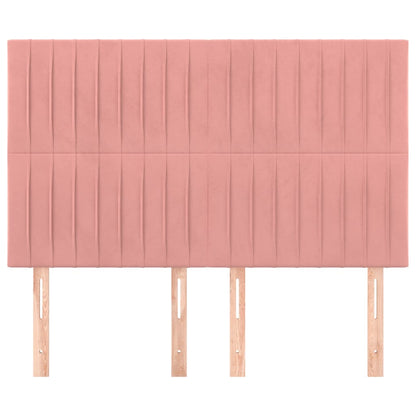 Hoofdborden 4 St 72X5X78/88 Cm Fluweel Roze