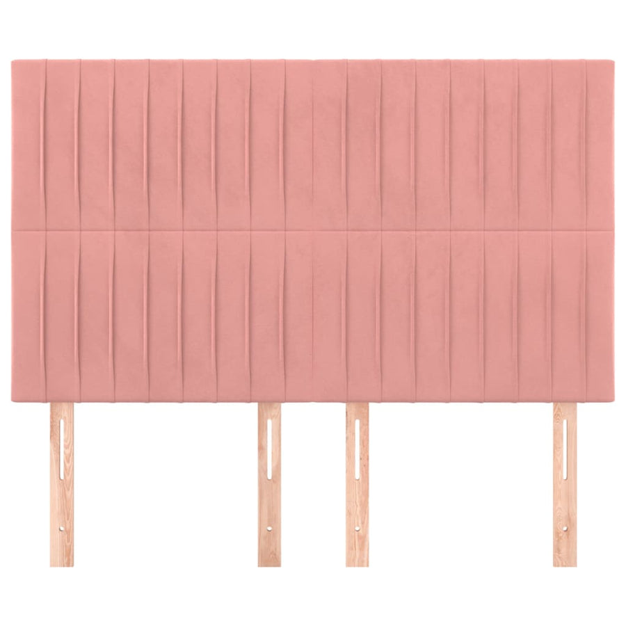 Hoofdborden 4 St 72X5X78/88 Cm Fluweel Roze