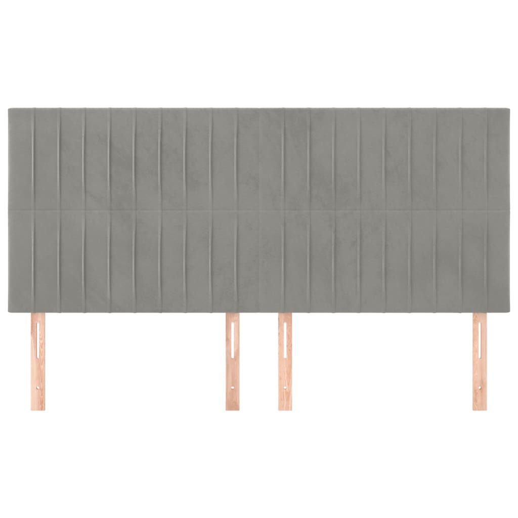 Hoofdborden 4 St 80X5X78/88 Cm Fluweel Lichtgrijs