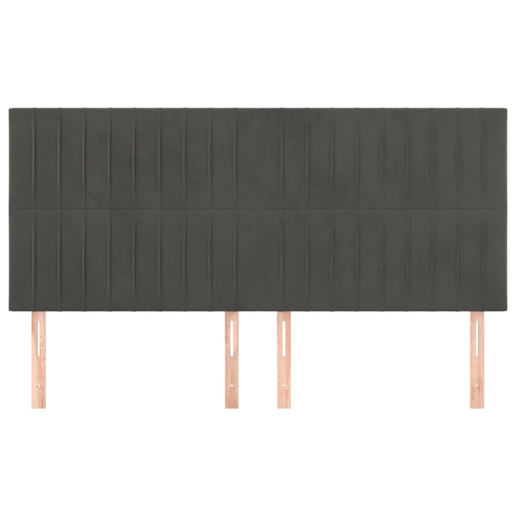 Hoofdborden 4 St 80X5X78/88 Cm Fluweel Donkergrijs