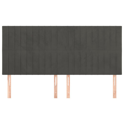 Hoofdborden 4 St 80X5X78/88 Cm Fluweel Donkergrijs
