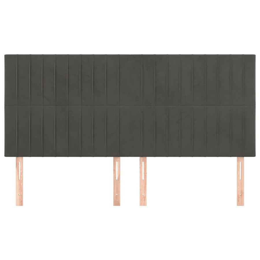 Hoofdborden 4 St 80X5X78/88 Cm Fluweel Donkergrijs