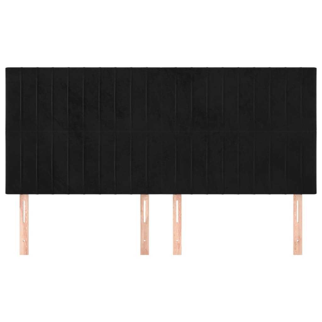 Hoofdborden 4 St 80X5X78/88 Cm Fluweel Zwart