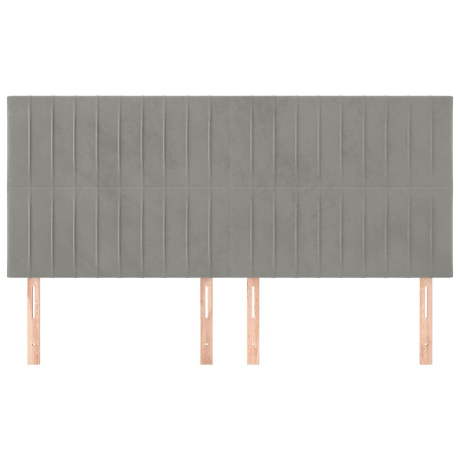 Hoofdborden 4 St 90X5X78/88 Cm Fluweel Lichtgrijs
