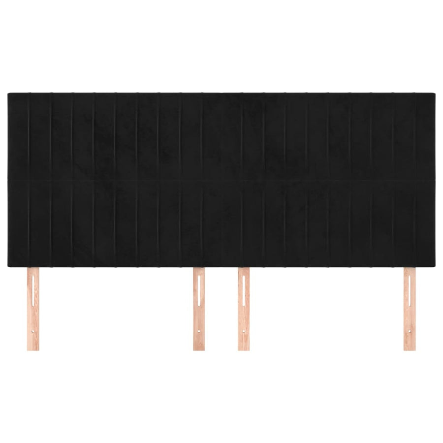 Hoofdborden 4 St 90X5X78/88 Cm Fluweel Zwart