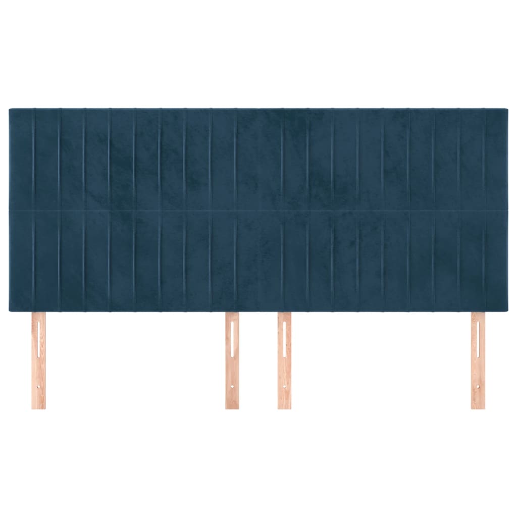 Hoofdborden 4 St 90X5X78/88 Cm Fluweel Donkerblauw 180 cm Hoog