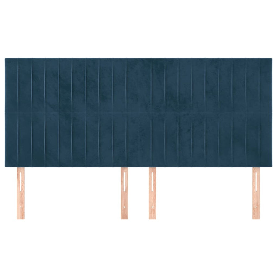 Hoofdborden 4 St 90X5X78/88 Cm Fluweel Donkerblauw 180 cm Hoog