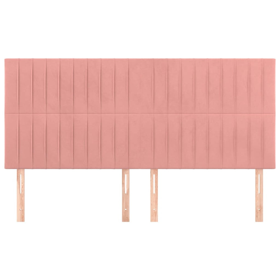 Hoofdborden 4 St 90X5X78/88 Cm Fluweel Roze