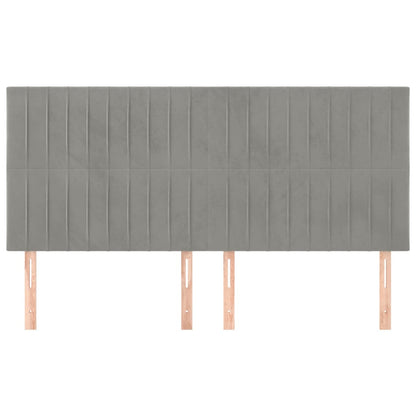 Hoofdborden 4 St 100 X 5 X 78/88 Cm Fluweel Lichtgrijs