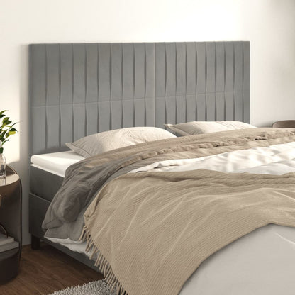 Hoofdborden 4 St 100 X 5 X 78/88 Cm Fluweel Lichtgrijs