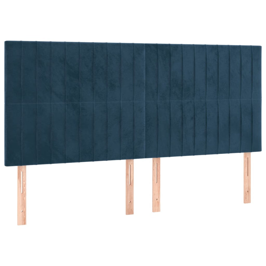 Hoofdborden 4 St 00X5X78/88 Cm Fluweel Donkerblauw 200 cm Hoog