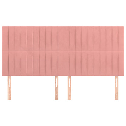 Hoofdborden 4 St 100X5X78/88 Cm Fluweel Roze