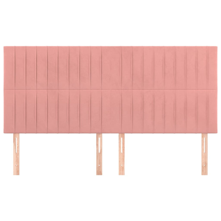 Hoofdborden 4 St 100X5X78/88 Cm Fluweel Roze