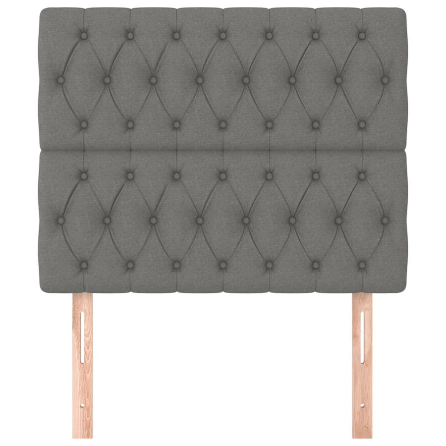 Hoofdborden 2 st 100x7x78/88 cm stof donkergrijs 100 cm Hoog