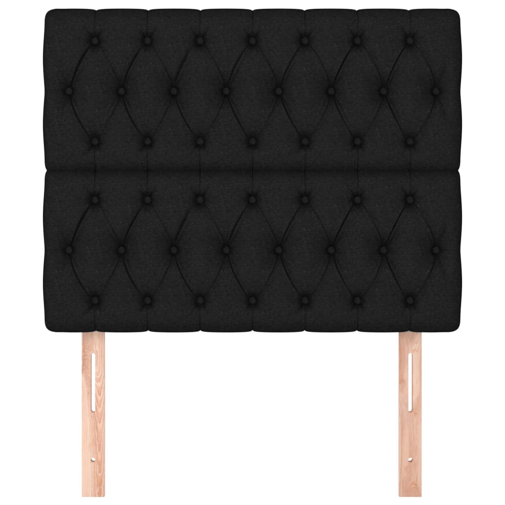 Hoofdborden 2 st 100x7x78/88 cm stof zwart 100 cm Zwart