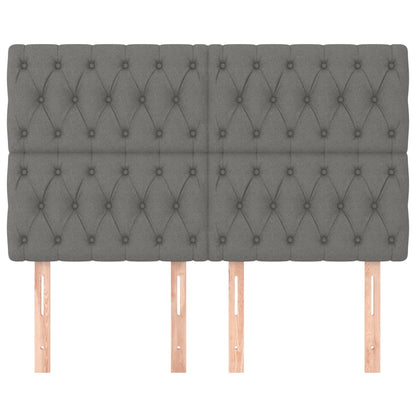 Hoofdborden 4 St 72X7X78/88 Cm Stof Donkergrijs 144 cm Hoog