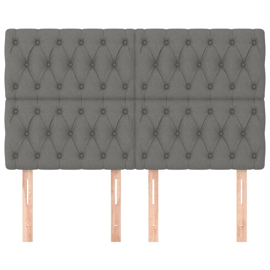Hoofdborden 4 St 72X7X78/88 Cm Stof Donkergrijs 144 cm Hoog