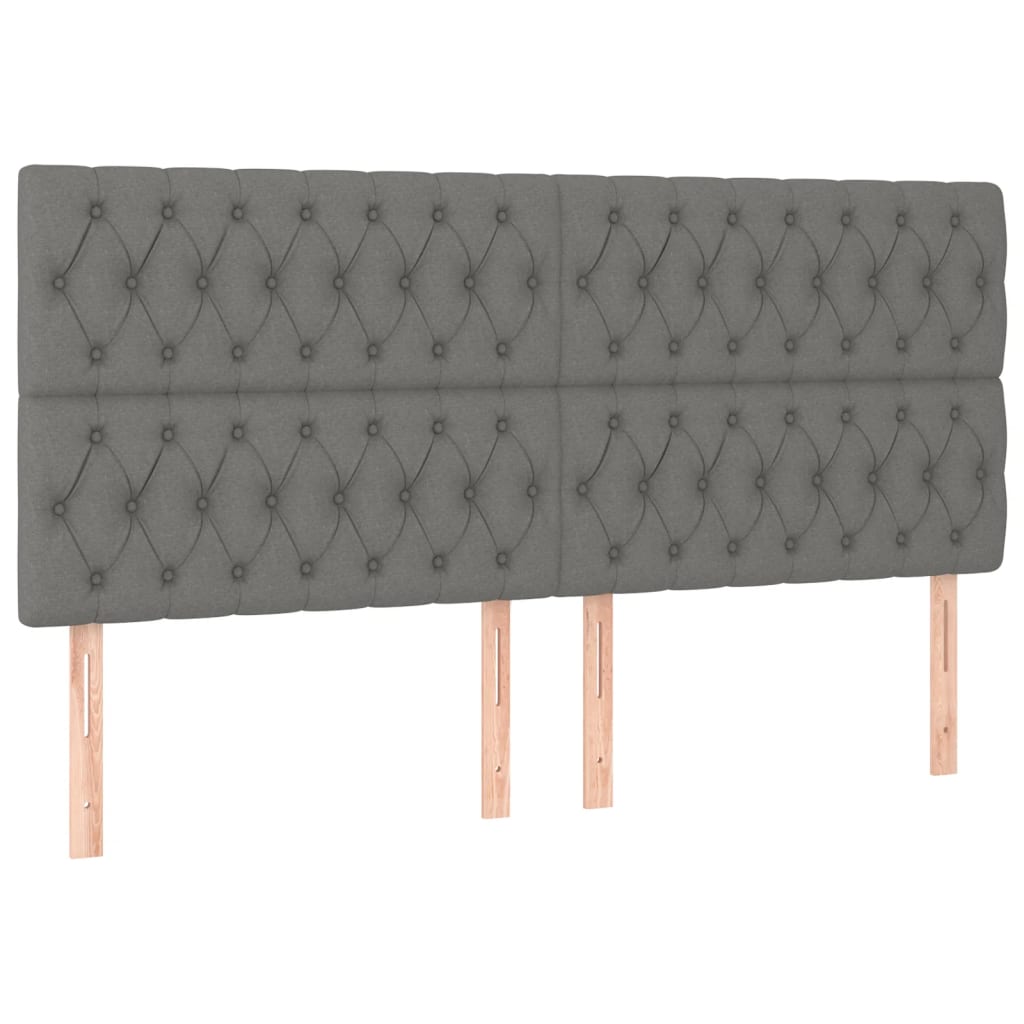 Hoofdborden 4 st 100x7x78/88 cm stof donkergrijs 200 cm Hoog