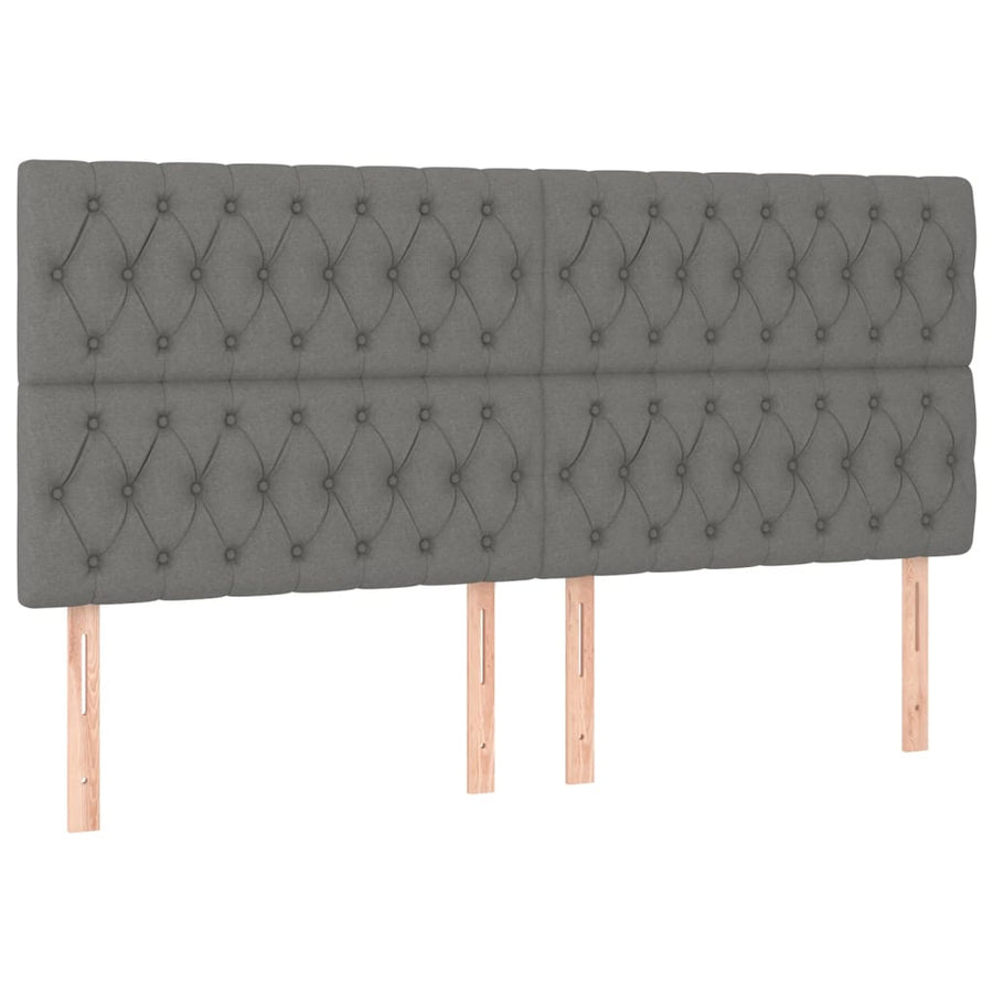 Hoofdborden 4 st 100x7x78/88 cm stof donkergrijs 200 cm Hoog