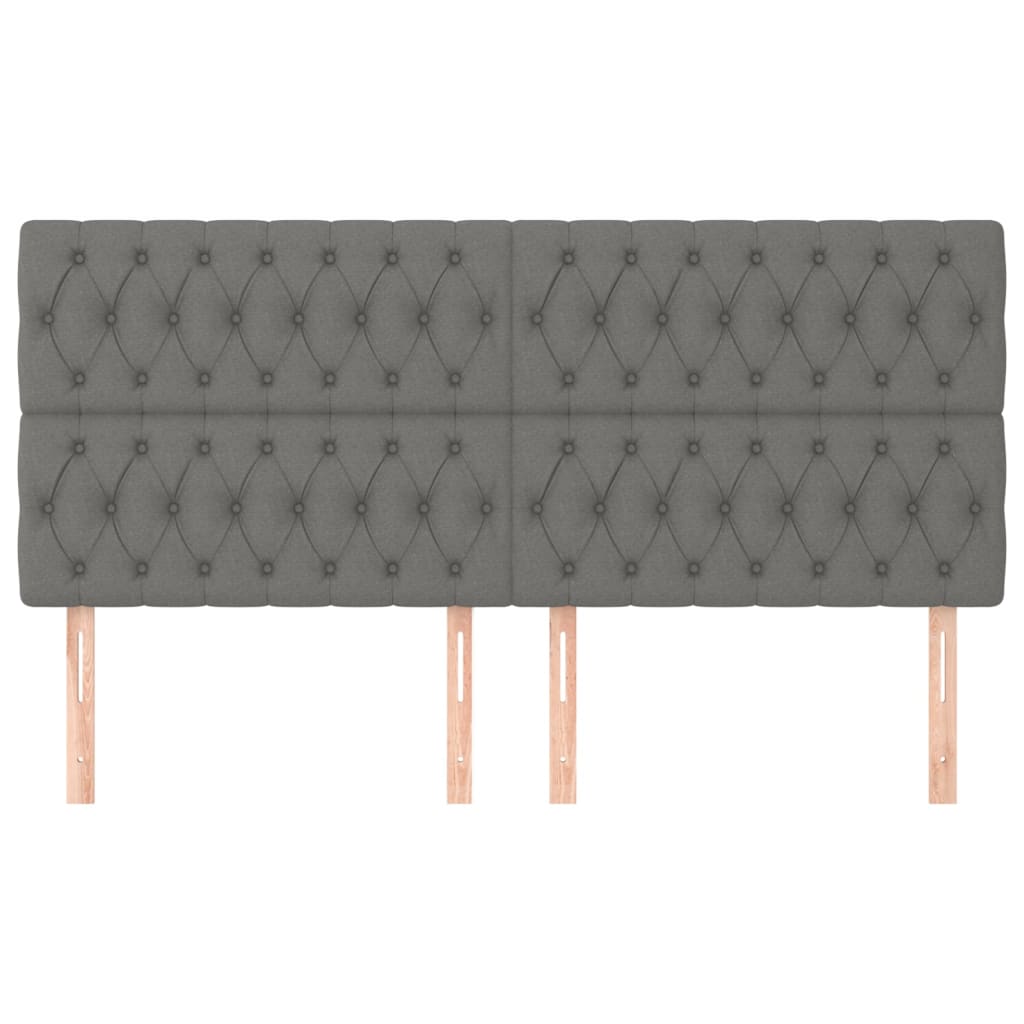 Hoofdborden 4 st 100x7x78/88 cm stof donkergrijs 200 cm Hoog