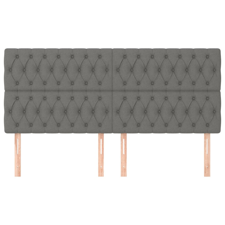 Hoofdborden 4 st 100x7x78/88 cm stof donkergrijs 200 cm Hoog