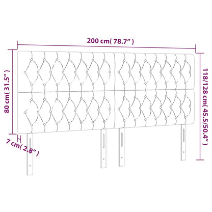 Hoofdborden 4 st 100x7x78/88 cm stof donkergrijs 200 cm Hoog